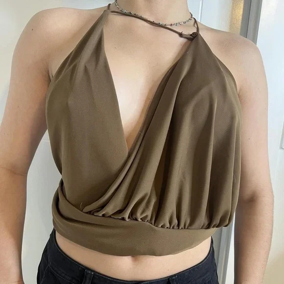 Zara brown draped top - Picture 2 of 4